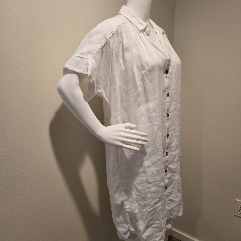 J Crew Baird McNutt Irish Linen Short Sleeved Shirt Dress White S - Picture 4 of 5